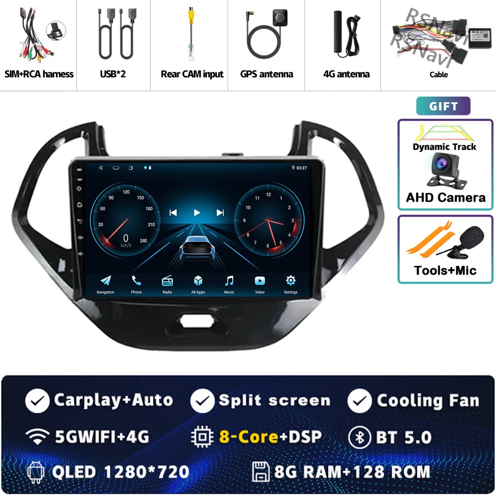 Android 15 Carplay Auto pour Ford Figo 2015 2016 2017 2018 autoradio 4G WIFI lecteur multimédia srereo Navigation vidéo 360 caméra