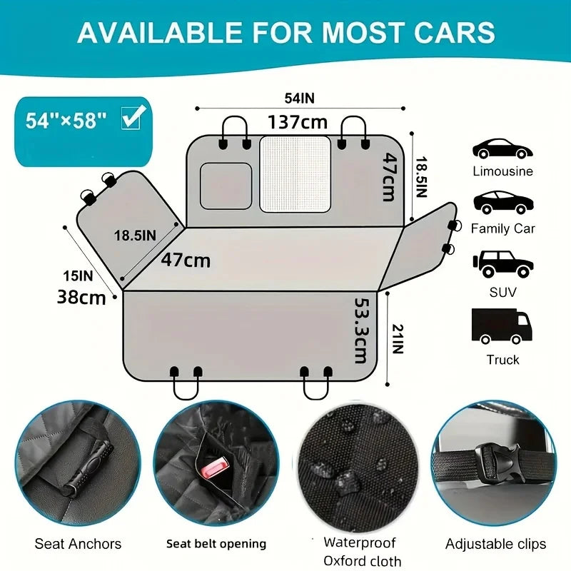 Housse de siège de voiture idéale, améliorez vos sièges de voiture avec cette housse de hamac pour chien imperméable et résistante aux rayures!