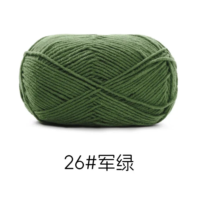 Pelote de Fil de Coton de Lait Peigné à 4 Brins, Laine Douce pour Crocheter et Tisser à la Main, 50g Chacun. 120M)
