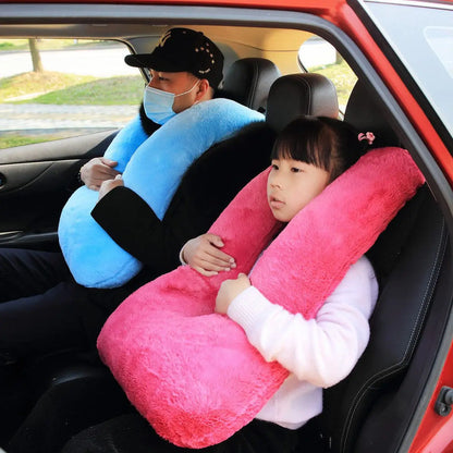 Oreiller de voiture ceintures de sécurité oreillers couverture voiture enfants voyage oreillers de couchage ceinture de sécurité automatique coussin en peluche épaulière Animal mignon