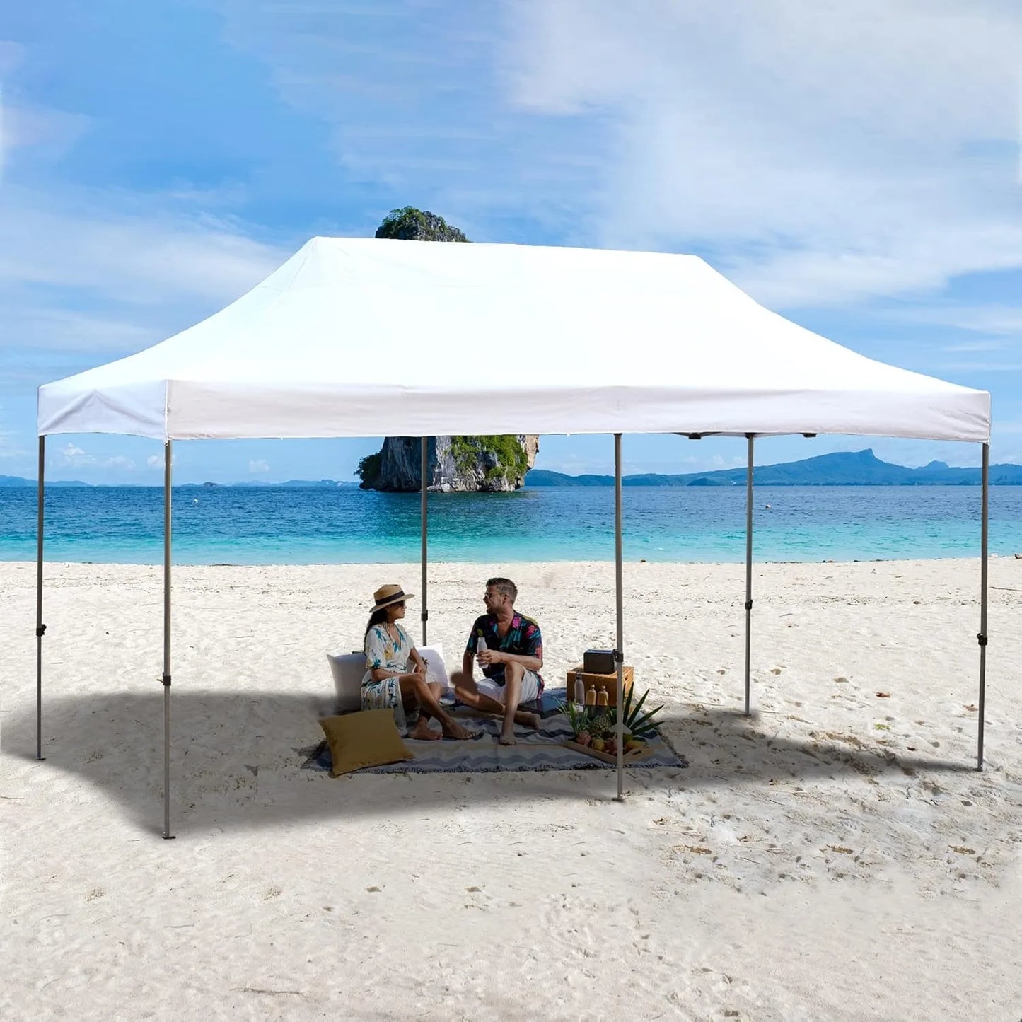 Tente pliante 10' x 20', auvent commercial instantané avec sac de transport, 6 sacs de sable, auvents d'extérieur pour festival, personnalisable