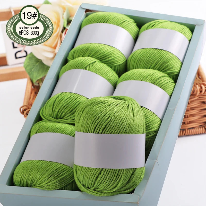 Fil de mélange de soie de luxe 6 pièces/ensemble, 50g chacun, fil à tricoter doux adapté aux pulls, couvertures et écharpes pour bébé, plusieurs couleurs