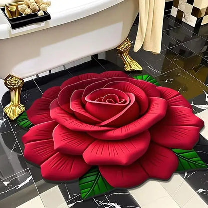 Nouveau tapis de sol en forme de pivoine, doux et durable, 40x40cm, antidérapant et absorbant pour salle de bain