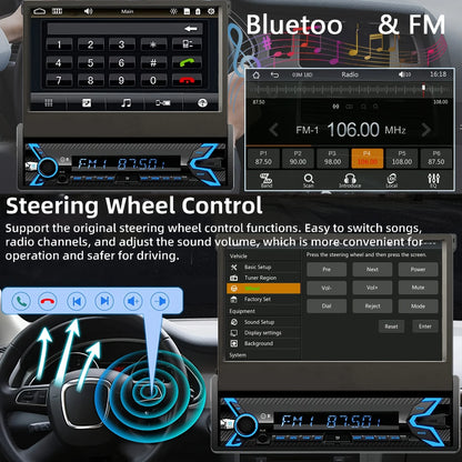 Autoradio à écran tactile simple Din rabattable de 7 pouces avec Apple Carplay et Android Auto, récepteurs Audio de voiture Bluetooth Mirrorlink FM