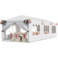 Tente de fête 10x30, auvent d'extérieur pour fêtes avec 8 parois latérales amovibles, abri de tonnelle robuste et étanche pour barbecue, mariage