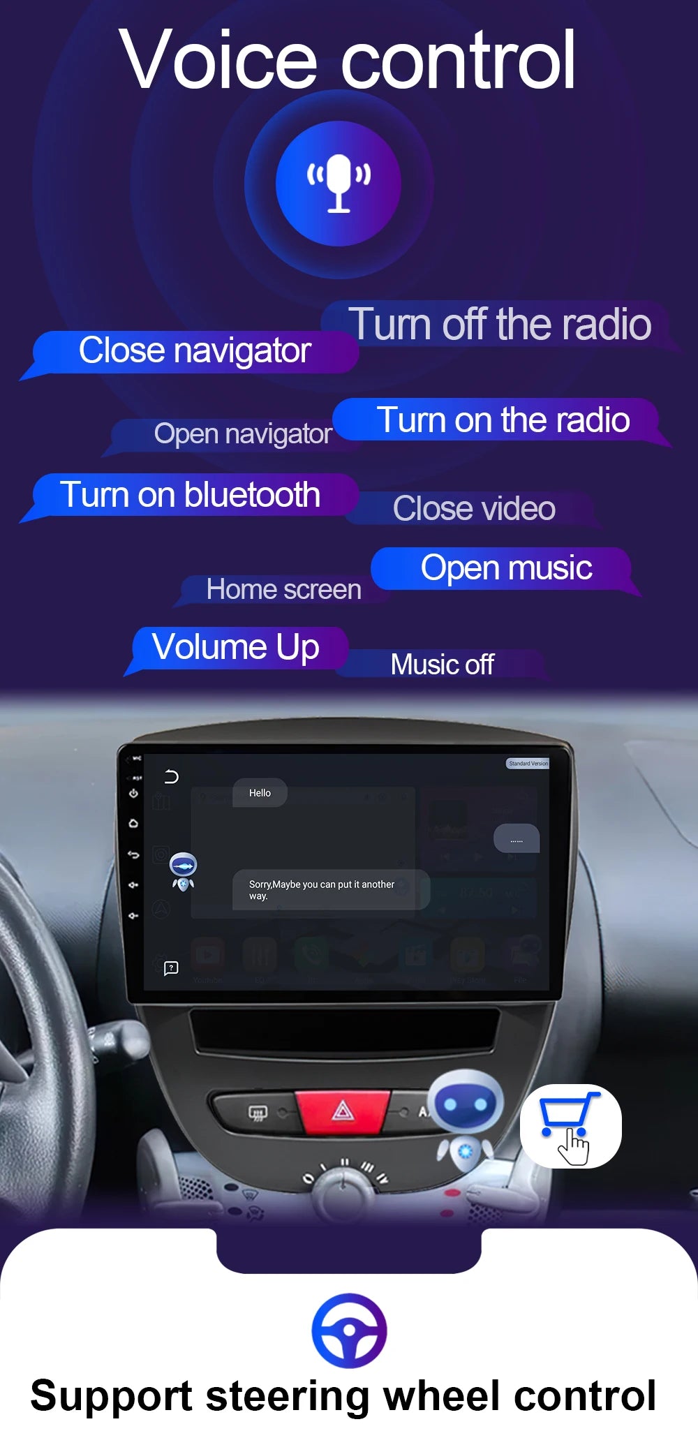 LEHX-Autoradio L6 Pro, Android 14, 2 Din, Stéréo, CarPlay, Limitation de Courant, GPS, pour Voiture KIT 107, Toyota Aygo, Cristaux en C1 (2005-2014)
