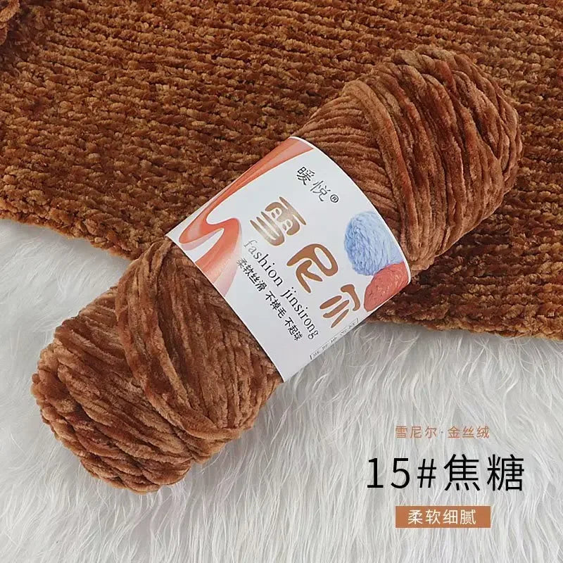 Fil de Velours en Polyester Mélangé de Coton Chenille, Crochet Ogo Doux pour Bébé, Fil Optique pour Écharpe, Bricolage Fait à la Main, 100 g/Rouleau