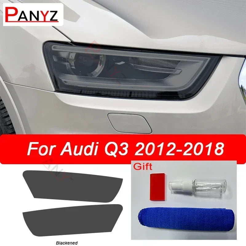 Film de protection pour phares de voiture, 2 pièces, pour Audi Q3 8U F3 2012-présent RSQ3 Sportback 2020, autocollant Transparent en TPU noir