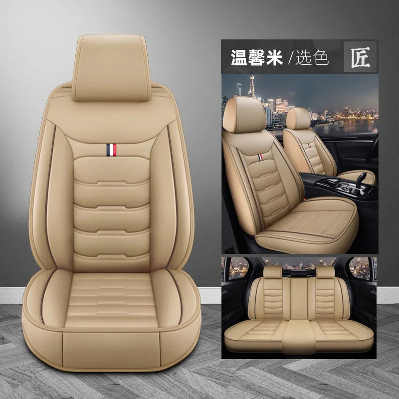 Housse de siège de voiture universelle fendue, entièrement entourée, respirante, confortable, de luxe, en cuir, coussin de siège de voiture, housse de siège complète