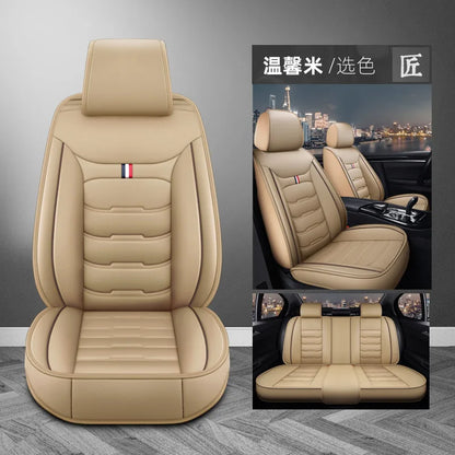 Housse de siège de voiture universelle fendue, entièrement entourée, respirante, confortable, de luxe, en cuir, coussin de siège de voiture, housse de siège complète