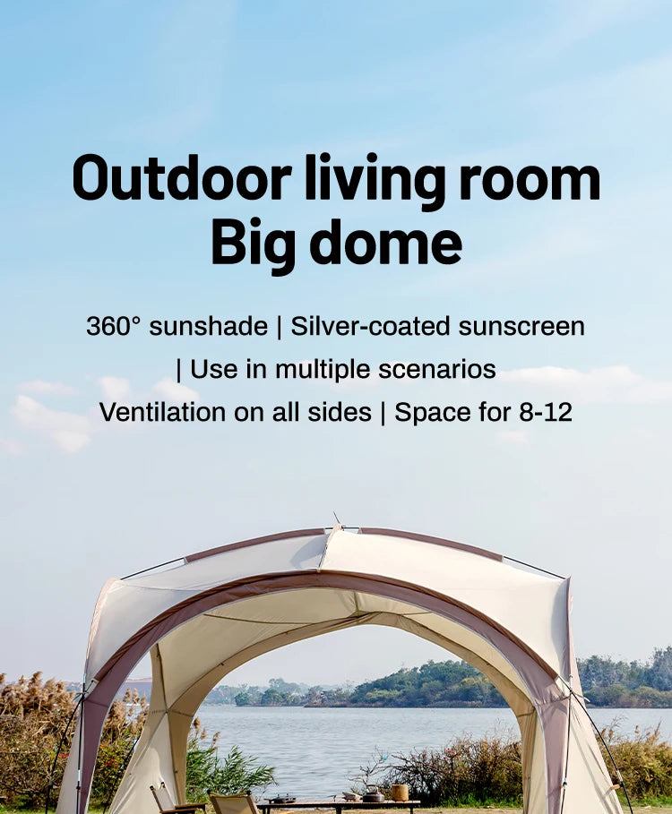 Tente dôme extra large Sonuto, gazebo de camping pop-up avec moustiquaire, protection solaire imperméable, pavillon pour fête en plein air