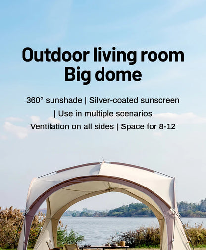 Tente dôme extra large Sonuto, gazebo de camping pop-up avec moustiquaire, protection solaire imperméable, pavillon pour fête en plein air