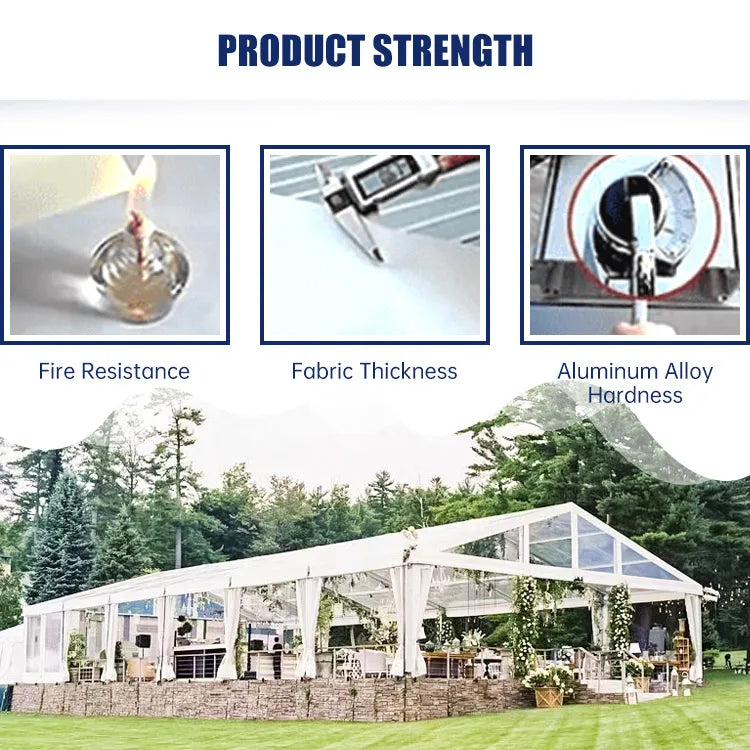 Tente de mariage d'événement robuste extérieure de luxe pour 100 150 200 300 500 1000 personnes grande tente