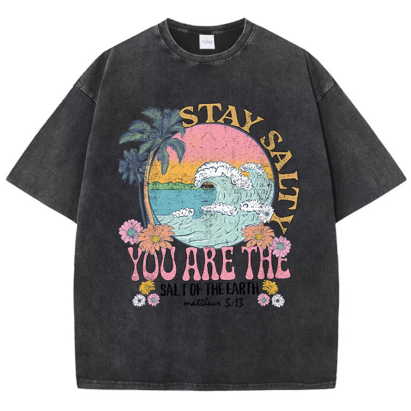 Restez salé vous êtes le sel de la terre femme T-Shirt rue respirant T-Shirts col rond Cool manches courtes Simple T-Shirt ample