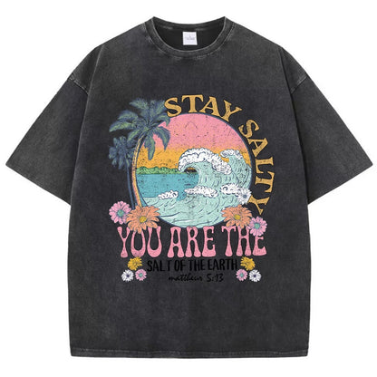 Restez salé vous êtes le sel de la terre femme T-Shirt rue respirant T-Shirts col rond Cool manches courtes Simple T-Shirt ample