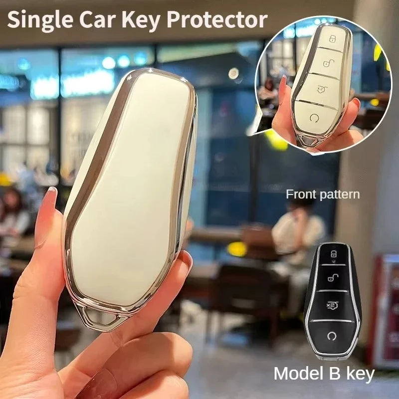 Pour BYD TPU clé de voiture mouette/dauphin/Qin/han/Tang/Song/SEAL U DM-i/ATTO03 décoration de clé de voiture housse de protection complète