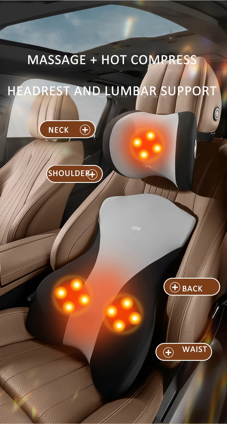 Coussin de dossier électrique pour siège de voiture, massage, sauna, soutien lombaire, vibration de la taille, oreiller cervical, accessoires intérieurs