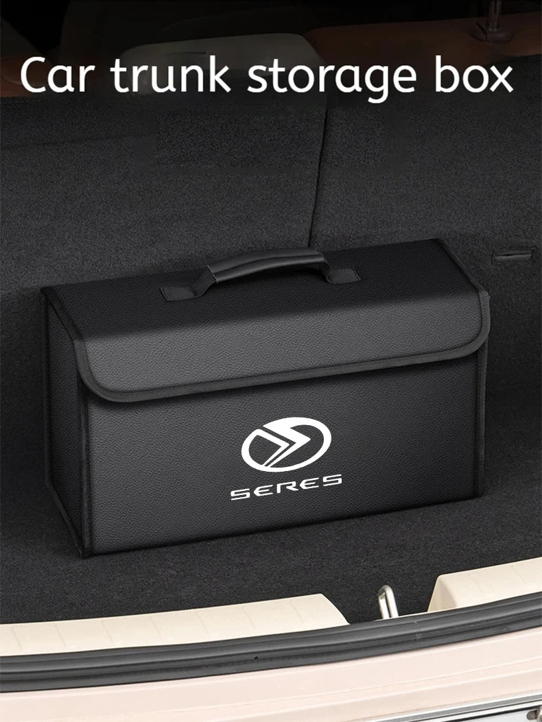 Boîte de rangement de coffre de voiture en cuir pliable en Fiber de carbone pour série 7 série 5 série 8 9 2025 M7 M5, sac de rangement automatique, accessoires