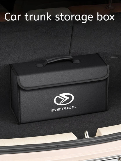 Boîte de rangement de coffre de voiture en cuir pliable en Fiber de carbone pour série 7 série 5 série 8 9 2025 M7 M5, sac de rangement automatique, accessoires