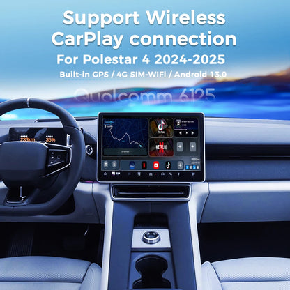 MMB sans fil CarPlay AI Box Android Auto Android 13.0 QCM6125 8 cœurs BT 5.2 connexion automatique GPS 4G SIM pour 2024-2026 Polestar 4