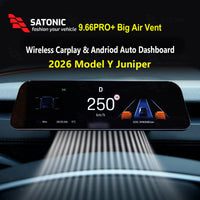SATONIC 9.66 ''modèle 3 Y Dasbhoard écran pour Tesla 2026 modèle Y Juniper Support sans fil Carplay et android changement de vitesse automatique