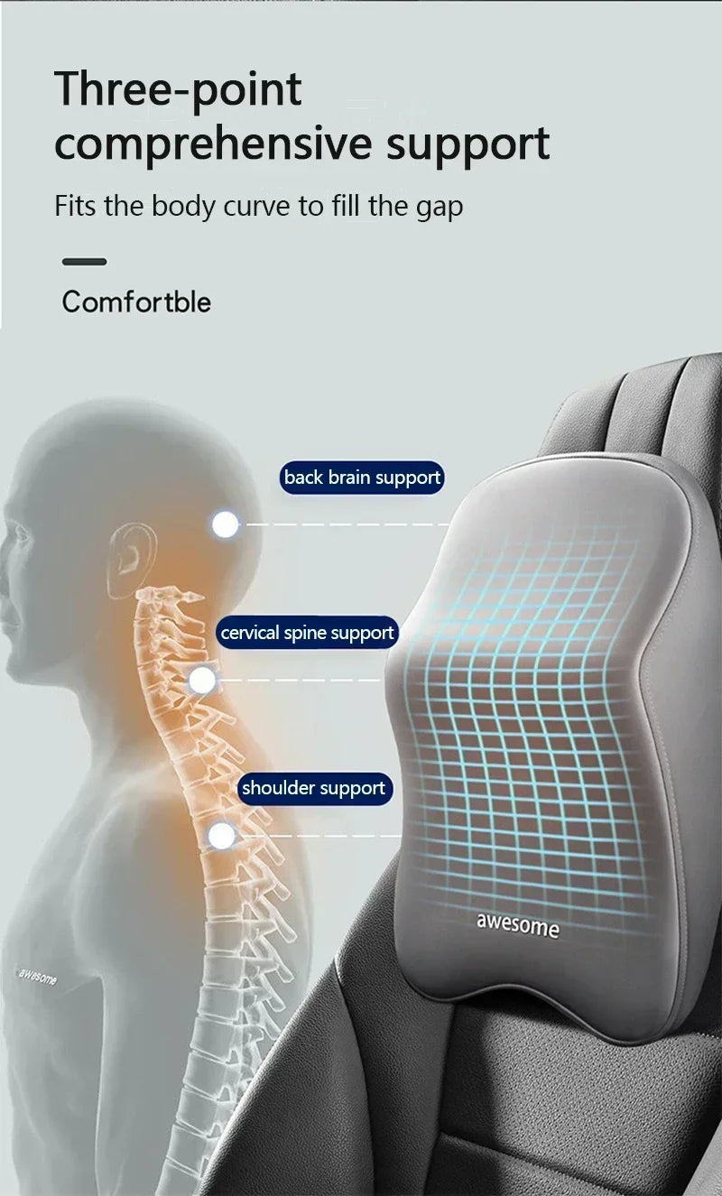 Nouvel appui-tête de voiture avec support lombaire, coussin en mousse à mémoire de forme pour le cou et protection des épaules pour un confort amélioré