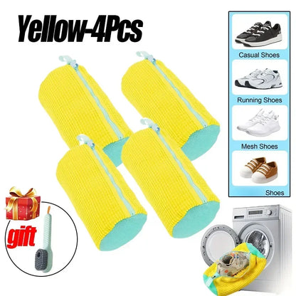 1/4 pièces chaussures de lavage sac protecteur fibres moelleuses Polyester chaussures de lavage Machine amicale sac à linge sacs de séchage