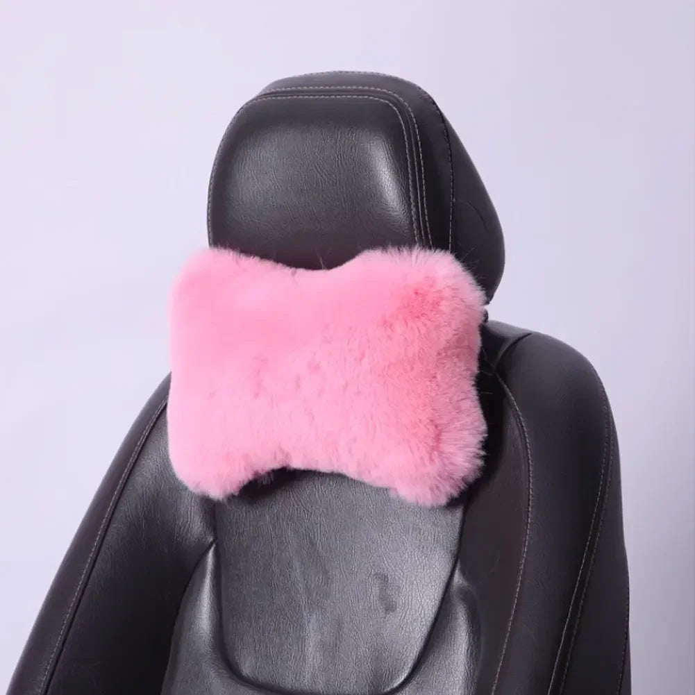 Appui-tête de cou de voiture d'hiver, oreiller doux pour siège de voiture, oreiller respirant en peluche, Support de tête et de cou, oreiller de sommeil, accessoires de voiture