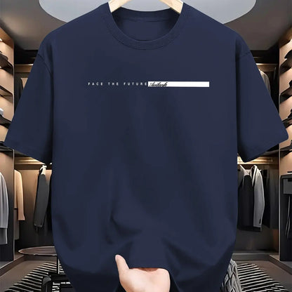T-shirt à Manches Courtes et Col Rond pour Homme, Haut Décontracté, Coupe Ample, Grande Lettre Imprimée, Style High Street, Unisexe, Été, 100% Coton