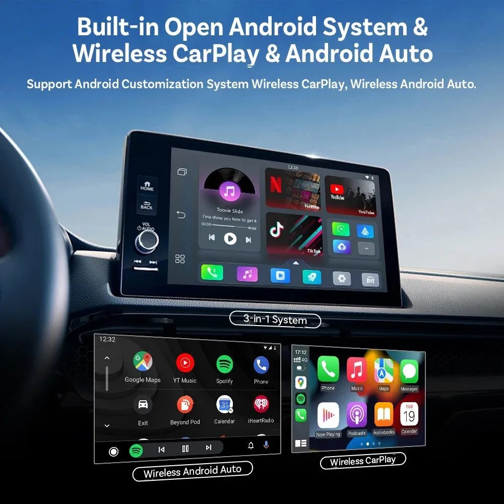 محول Ottocast Play2Video Pro Ai Box CarPlay Android Auto لاسلكي مدمج يوتيوب نتفليكس IPTV للسيارة مع CarPlay سلكي