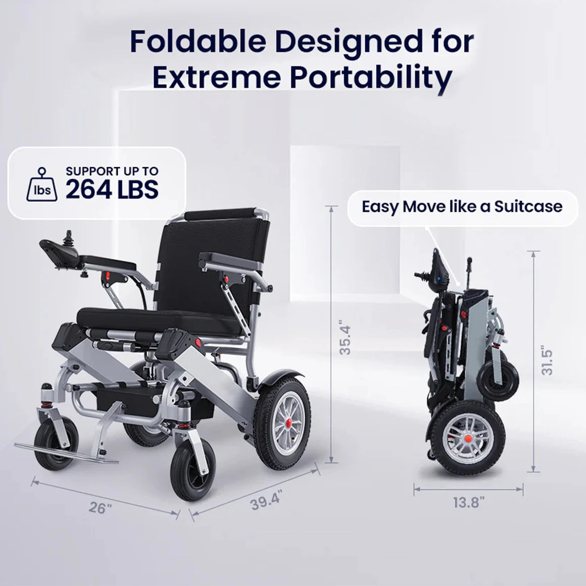 Chaises roulantes électriques pour adultes, fauteuil roulant électrique léger pliable, fauteuil roulant électrique pliant, mobilité motorisée pour handicapés