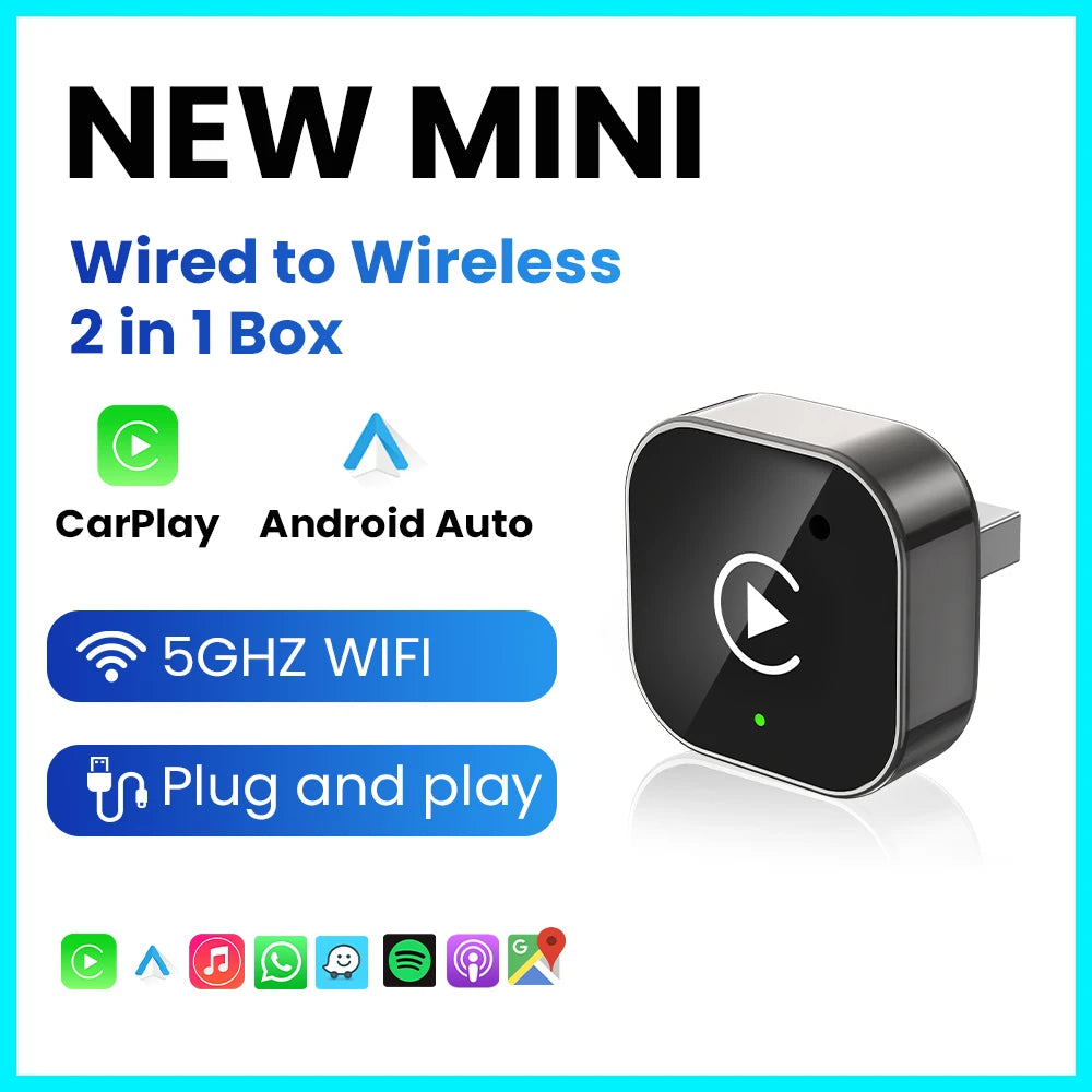 Adaptateur CarPlay filaire vers sans fil 2 en 1, Android Auto, Plug & Play, Bluetooth, 5Ghz, WiFi type-c/USB, pour Audi Benz MG