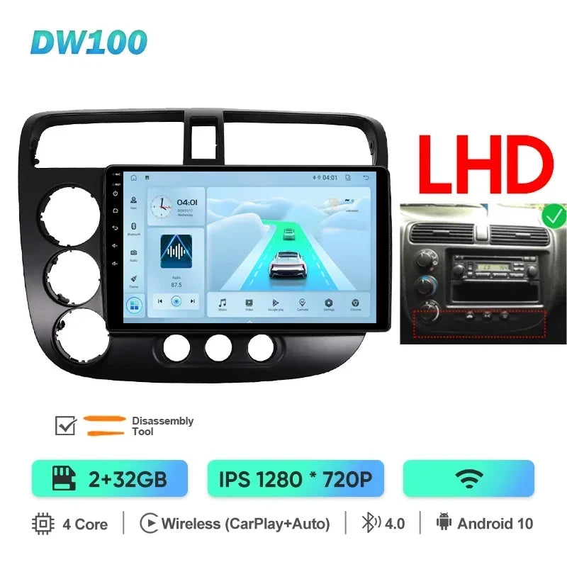 MAMSM-Autoradio pour Honda Civic 7, LHD, RHD, 2000-2006, Android 13, Limitation, Lecteur vidéo, GPS, 4G, Carplay, Auto Stereo, Head Unit