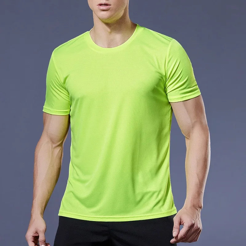 T-Shirt à manches courtes pour hommes, séchage rapide, course à pied, évacuation de l'humidité, col rond, exercice d'entraînement, chemise de Sport, hauts légers