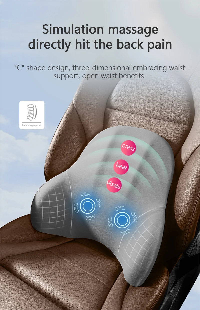 Oreiller cervical électrique pour voiture, vibration valide, support de voiture intelligent, coussin lombaire, siège, sauna, repos du dos