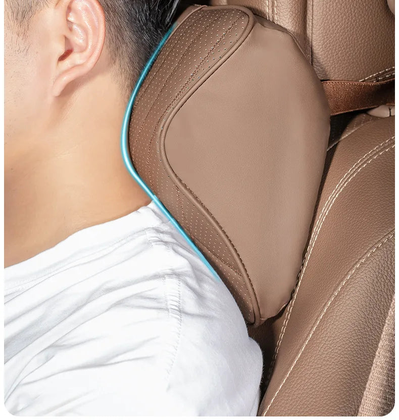 Ensemble d'oreillers pour appui-tête de voiture, couture en cuir, Support de taille lombaire, mousse à mémoire de forme, coussin de protection du cou, accessoires, nouvelle collection