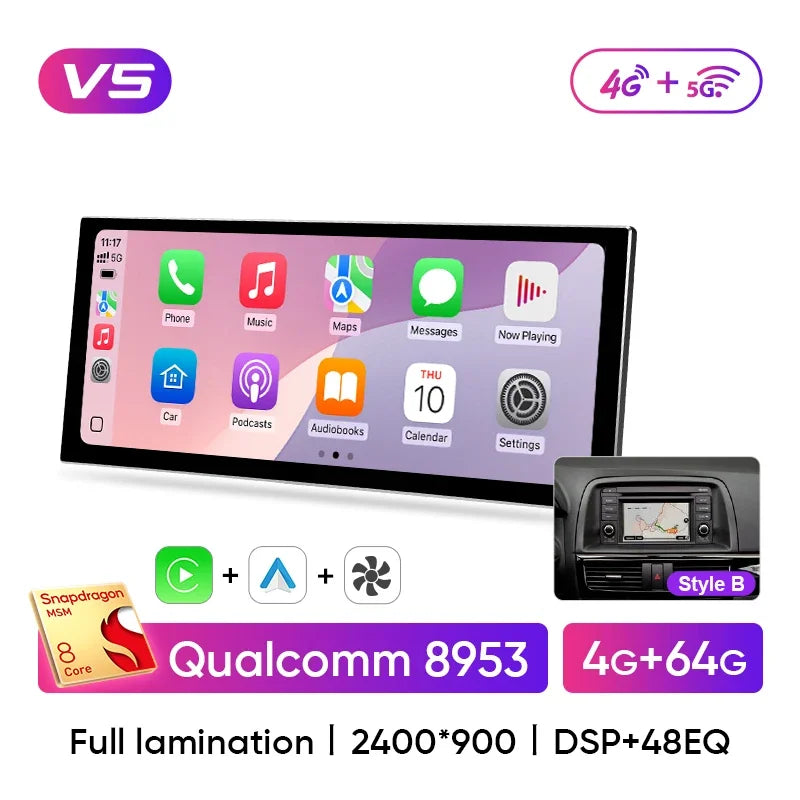 Ainavi 12.3 بوصة في راديو السيارة لمازدا CX5 CX-5 2012 2013 2014 2015 لاسلكي Carplay Android Auto كوالكوم 4G مشغل وسائط متعددة للسيارة
