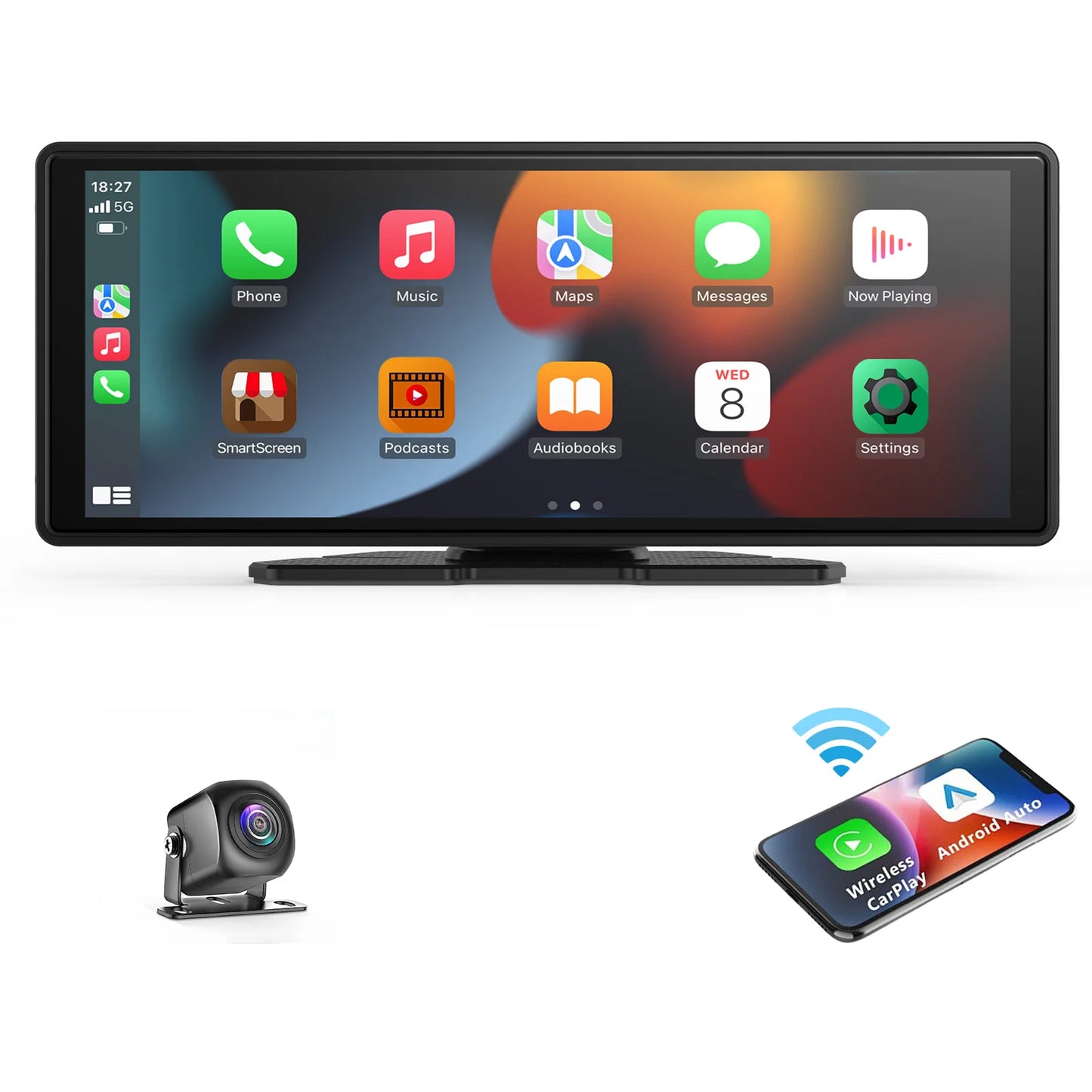 Carplay portable universel pour écran de voiture, écran Carplay sans fil stéréo de voiture sans fil avec Carplay Android Auto, écran tactile de voiture