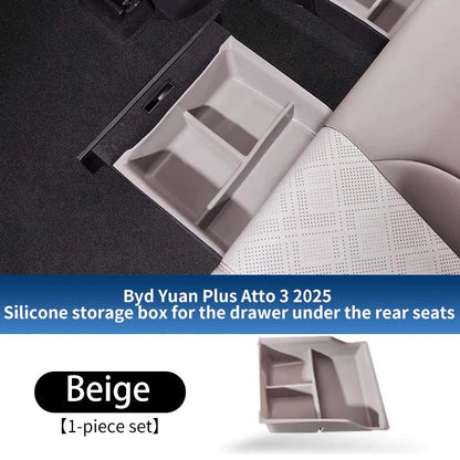 Pour Byd Yuan Plus Atto 3 2025 Console centrale de voiture boîte de rangement inférieure résistant aux rayures étui d'organisation en Silicone accessoires
