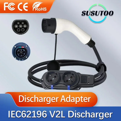 Prise de décharge latérale de voiture électrique, câble V2L, chargeur EV Vope2 16A avec prise UE, centrale électrique extérieure, version améliorée