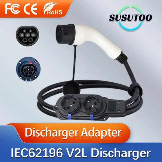 Prise de décharge latérale de voiture électrique, câble V2L, chargeur EV Vope2 16A avec prise UE, centrale électrique extérieure, version améliorée