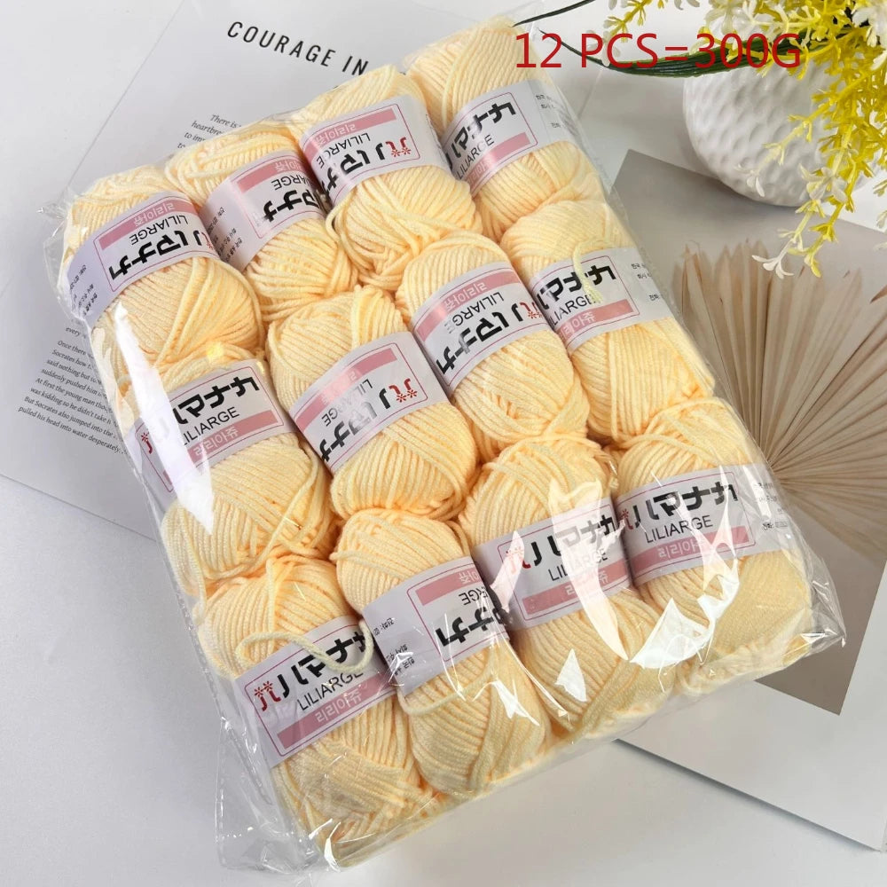 12 pièces 300g fil de lait fait à la main grossier bricolage tissage boule de fil pour pull chapeau écharpe et autres vêtements doux Crochet fil à tricoter