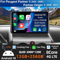 Android 15 autoradio Carplay pour Peugeot Partner 1 2002 - 2008 Partner origine 1 2008-2011 Android Auto lecteur multimédia stéréo