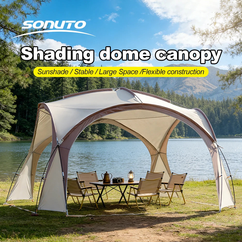 Tente dôme extra large Sonuto, gazebo de camping pop-up avec moustiquaire, protection solaire imperméable, pavillon pour fête en plein air