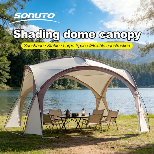 Tente dôme extra large Sonuto, gazebo de camping pop-up avec moustiquaire, protection solaire imperméable, pavillon pour fête en plein air