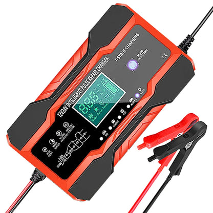 Chargeur de batterie intelligent 12V 24V 12a 10a, Charge rapide pour Batteries de voiture, Charge en 7 étapes, réparation d'impulsions pour GEL AGM humide, plomb acide