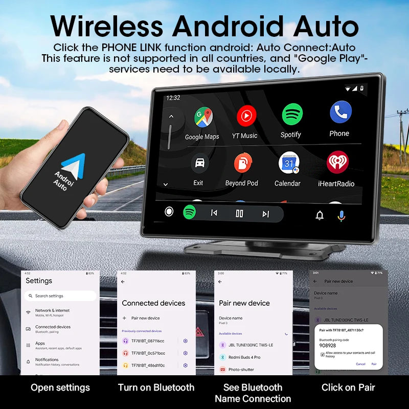 JMCQ 7/10 pouces Carplay voiture écran intelligent lecteur vidéo multimédia sans fil Carplay Android Auto autoradio pour Apple Android stéréo
