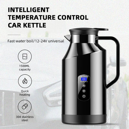 Bouilloire électrique 12v 24v montée sur voiture, pour camions, grande capacité de 1500ML, isolée, eau bouillante, café, nouilles instantanées