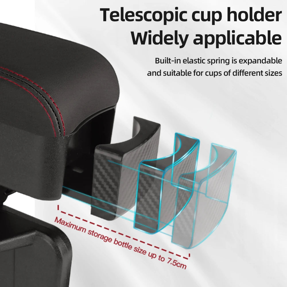 Organisateur de rangement pour console centrale de voiture, plateau relevable réglable en hauteur, support de coude pour accoudoir, compatible SUV et berline, avec porte-gobelet