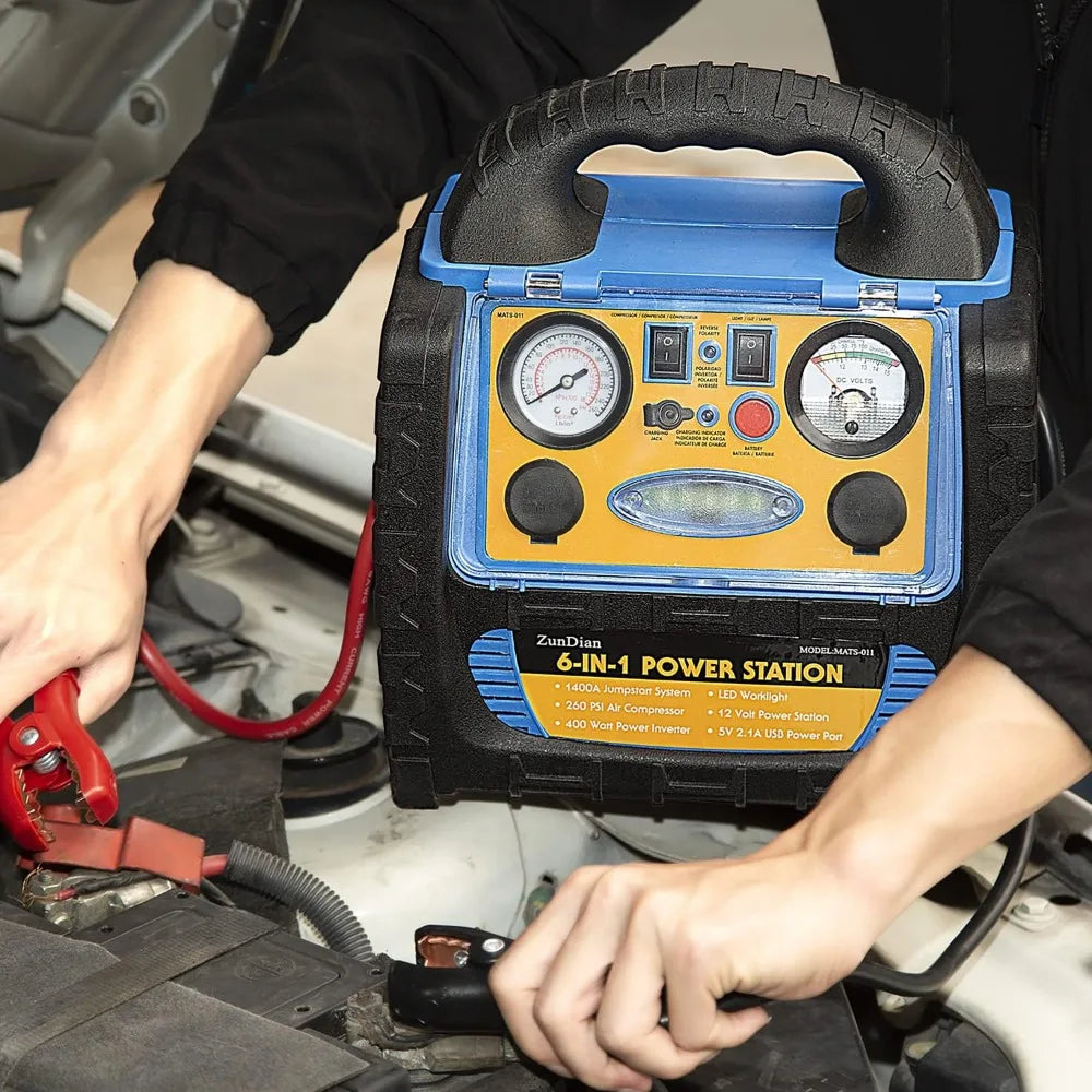 Démarreur de saut 6 en 1, 1800 ampères, avec compresseur d'air, gonfleur de pneus 260psi, batterie de voiture 12V, Pack de démarrage pour camion Aut